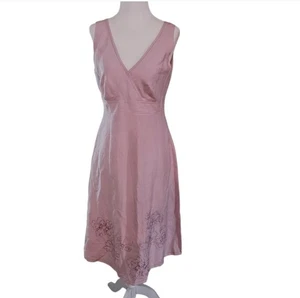 Dunnes Stores ärmelloses Kleid 10 EUR 38 Midi hellrosa 55% Seide 45% Leinen.... - Bild 1 von 4