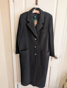 Abrigo Vintage Fleurette %100 Cachemira Mujer Talla 14 Largo Negro Raro Nordstroms - Imagen 1 de 7