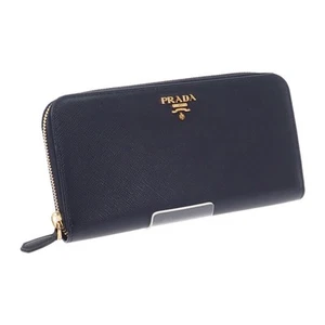 Prada Zip Around Wallet 1Ml506 Qhh F0002 Long Saffiano Black Gold Metal Fittings - Picture 1 of 10