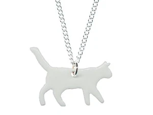 Cat Necklace Miniblings 45cm Cats Enamel Enamelled Filigree White - Picture 1 of 5