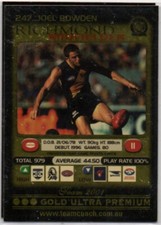 2001 AFL TEAMCOACH GOLD ULTRA PREMIUM CARD - 247 Joel BOWDEN (RICHMOND) - MINT