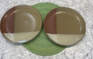 Sango Gold Dust Sienna 2 -10 3/4" Dinner Plates Color Blocks Discontinued - Picture 1 of 14