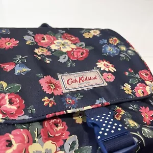 CATH KIDSTON LARGE NAVY BLUE BUCKLE FLOWER BACKPACK- GOOD CONDITION - Picture 1 of 5