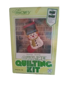 Beecrafty Outline Quilting Kit Snowman Stocking No 1102 9"x16" Vintage Christmas - Picture 1 of 2