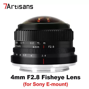 Lente ultra gran angular ojo de pez 7Artisans 4 mm F2,8 APS-C para cámaras Sony con montura E - Imagen 1 de 7