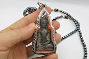 Antiker Buddha Amulett Anhänger frühe 1500 Dzi Perlen 9 Augen Mala Halskette selten - Bild 1 von 16