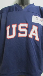 Youth Large Dark Blue "USA" Poly 3/4 Sleeve Hockey Pullover Shirt By K1 - Picture 1 of 8