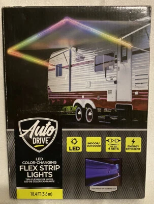 Auto Drive LED Color Changing Flex Strip Lights 18.4 Feet RV Camper Outdoors - Image 1 of 4