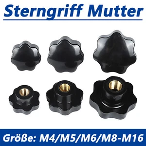 M4/M5/M6/M8/M10/M12/M16 Sterngriff Mutter Rändelmutter Sternmutter Klemmmutter - Bild 1 von 30
