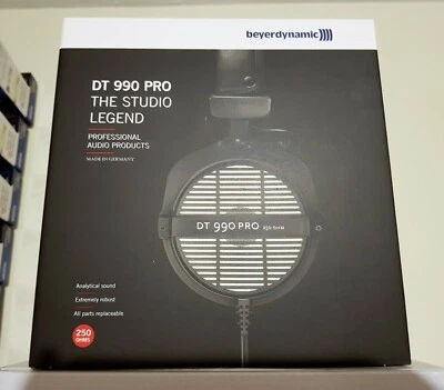 New Beyerdynamic DT 990 Pro 250 Ohm Open Back Studio wired Germany Headphones - Image 1 of 4
