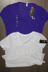 UNDER ARMOUR HEATGEAR WOMENS ATHLETIC T SHIRTS 1275332 1271639 SMALL $70 NEW NWT - Picture 1 of 7