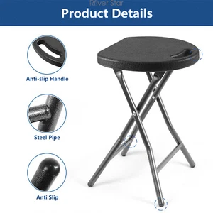 Folding Stool Chair a Set of Two,Small Collapsible Skinny Stools with Handle - Picture 1 of 8