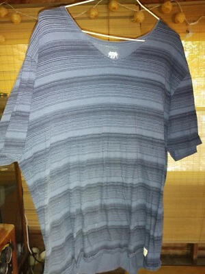 Camisa Pullover Damas Azul Rayas Vintage Route 66 Talla XL Foto 1 de 3