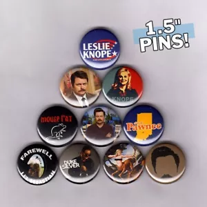 "BOTONES DE PINES DE 1,5" PARKS AND RECREATION (Ron Swanson Knope Mouserat camisa recreativa) - Imagen 1 de 2