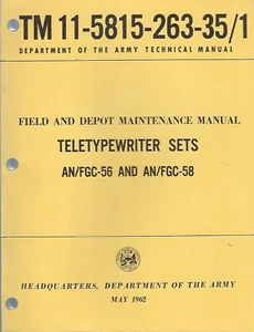 Historical book Teletypewriter Sets AN/FGC-56 and AN/FGC-58, Depot Maintenance - Imagen 1 de 1