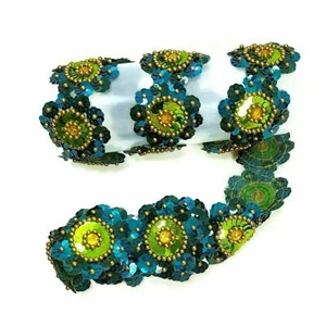 Sequins Paiets Filigree Floral Shape Ribbon Sewing Art Craft Handcraft 78.75" - Picture 1 of 9