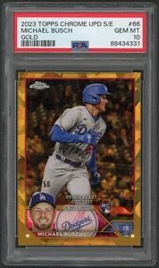 2023 Topps Chrome Update Michael Busch PSA 10 GEM MINT Sapphire Edition Gold /50 - Picture 1 of 2