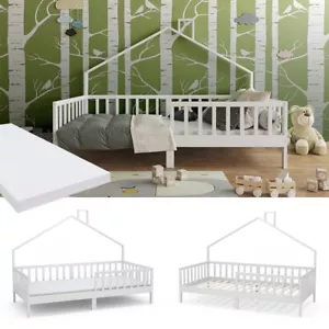 Hausbett Kinderbett Justus Weiß 90 x 200 cm mit Matratze modern Vicco - Bild 1 von 8