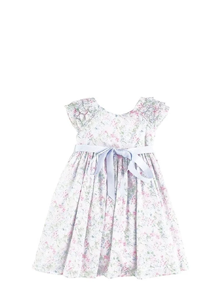 Vestido de algodón estampado floral manga volantes Laura Ashley para niñas 4-6X 6 X rosa/azul Foto 1 de 1
