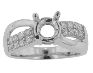 1.00 ct Ladies Round Cut Diamond Semi Mount Ring 18 kt G Color SI-1 Clarity - Picture 1 of 6
