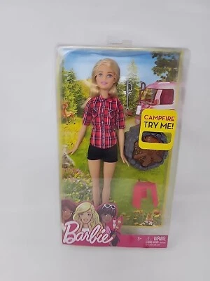 DIVERSIÓN CAMPING MUÑECA BARBIE Y ACCESORIOS CONJUNTO ILUMINACIÓN FOGATA MATTEL SIN USAR, EN CAJA 2016 DIFÍCIL DE ENCONTRAR Foto 1 de 4