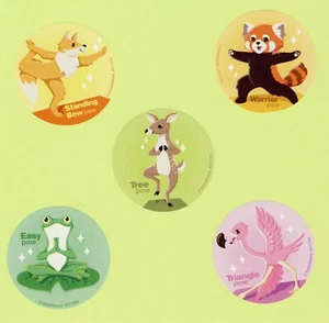 10 Animal Yoga Large Stickers - Fox, Red Panda, Deer, Flamingo, Frog - Picture 1 of 1