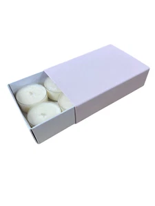TEALIGHT CANDLE BOX WITH SLEEVE for 6 Tealights - PASTEL PINK (Pack of 10) - Picture 1 of 2