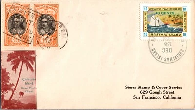 1935 Christmas Island Stamp Central Pacific Cover to USA CA San Francisco - Image 1 of 2