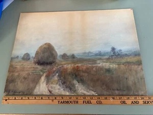 1908 Henry Plympton Spaulding Newburyport Gloucester MA painting salt marsh hay - Picture 1 of 3