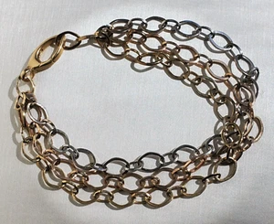 14K Tri colored Open link, White, Yellow & Rose Gold Bracelet Appx. 7 1/4" - Picture 1 of 13
