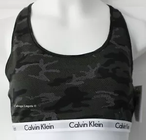 Nuevo con etiquetas Calvin Klein QP1036 ""Carrusel"" Racerback logotipo de algodón bralette, camuflaje - Imagen 1 de 4