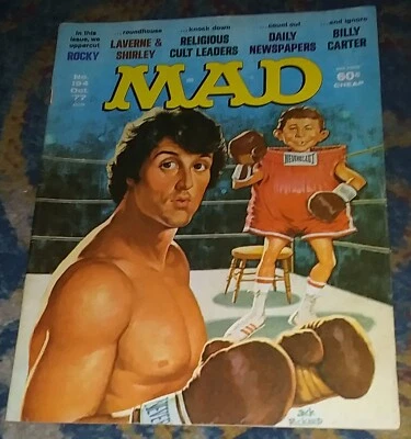MAD No. 194 Oct. 1977 / Sylvester Stallone ROCKY-c, CULT LEADERS, Billy Carter - Image 1 of 3