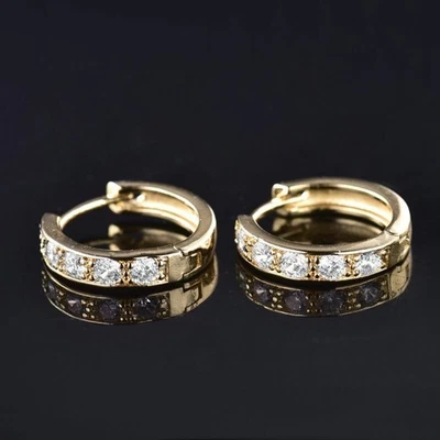 Pendientes de aro para mujer brillantes joyas oro 14k relleno zafiro cristal moda Foto 1 de 4