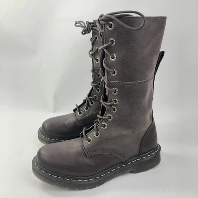 DR. MARTEN'S Women's "Hazil" Brown Leather Combat Tall Boots Size 8 - Image 1 of 4