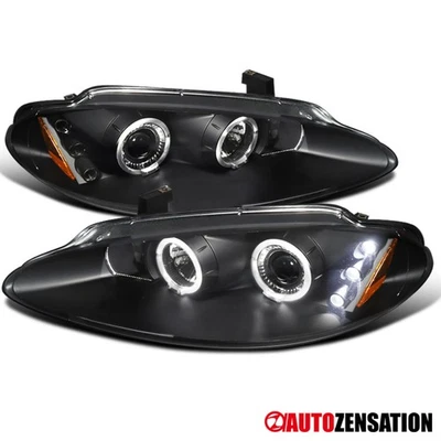 Fit 1998-2004 Dodge Intrepid Black LED Halo Projector Headlights Lamp Left+Right - Image 1 of 4