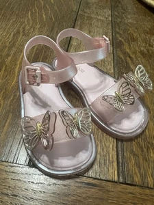 Mini Melissa Size 7 Pink Fly Butterfly Sandals Toddler - Picture 1 of 5
