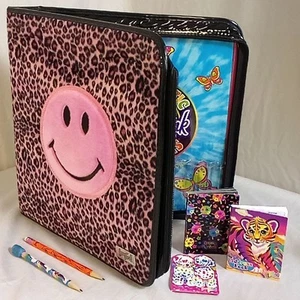 Lisa Frank Pink Fur Smile Zipper 3 Ring Binder Notepad Address Book Pencil Vtg - Picture 1 of 23