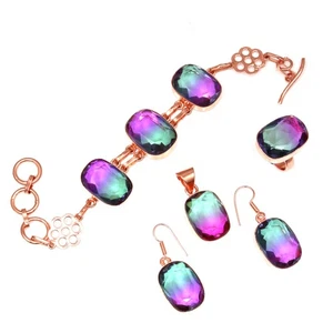 Bio-Tourmulian 14 Ct Rose Gold Plated Jewelry Bracelets &Earrings 7-8'' - Picture 1 of 9