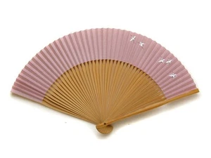 Kyoto Folding Fan Hand Fan for Women Crane Pink New - Picture 1 of 6