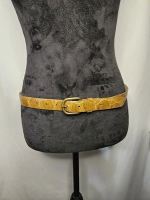 Cinturón vintage de imitación de cuero con estampado de cocodrilo marrón para mujer grande 38" 1" con hecho en EE. UU. Foto 1 de 4