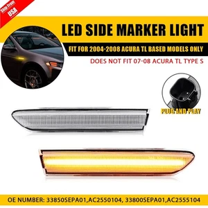 Clear Lens Amber LED Front Side Marker Light For 2004-08 Acura BASED MODELS ONLY - Picture 1 of 14