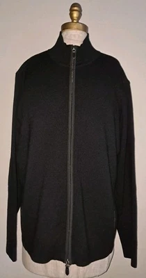 RAFFI LINEA UOMO MENS SZ XL/54 BLACK MERINO WOOL ELBOW PATCH POCKETS CARDIGAN... - Image 1 of 4