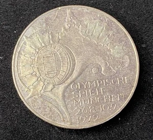 1972 J Germany 10 Mark 0.6250 Silver ASW 0.3115 Oz Munich Stadium Free Shipping - Picture 1 of 2
