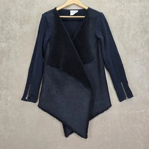 Velvet Graham & Spencer Black Faux Suede & Fur Open Front Waterfall Cardigan M - Bild 1 von 21