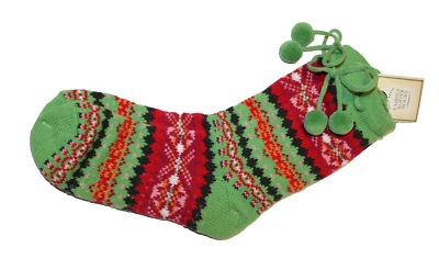 Eddie Bauer Frisle Meadow Fair Isle Mujeres Zapatilla Calcetines con Pompones Pinzas Nuevo con Etiquetas Foto 1 de 4
