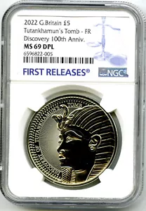 2022 GREAT BRITAIN 5PND NGC MS 69 DPL KING TUT TUTANKHAMUNS TOMB FIRST RELEASES - Picture 1 of 2