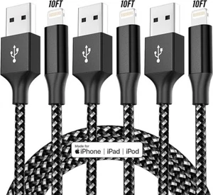 iPhone Charger 3pack 10FT Apple MFi Certified Long Lightning Cable Fast Charging - Picture 1 of 7