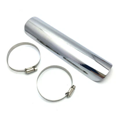 Universal 9'' Motorcycle Chrome Exhaust Muffler Pipe Heat Shield Cover Guard - Image 1 of 4