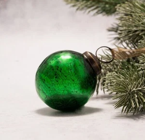 Adorno de Navidad Bola de Vidrio Mercurio Verde 2 pulgadas Crujido Decoración de Navidad - Imagen 1 de 1