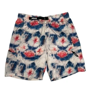 Stussy Belted Tie-Dye Mesh Lined 7.5" inseam Sport / Swim Shorts mens size M - Picture 1 of 11